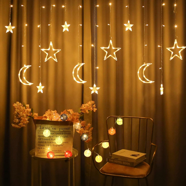 STAR MOON CURTAIN STRING LIGHTS -N