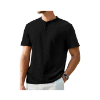 Image 1 : JMIERR MEN'S HENLEY SHIRTS WAFFLE COTTON, LARGE