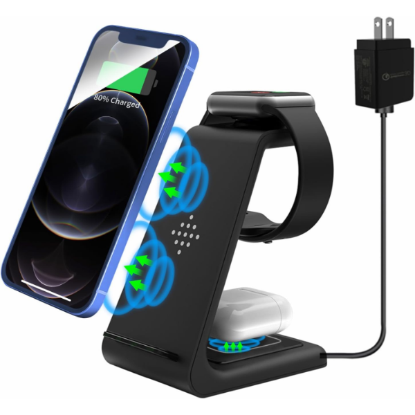 WIRELESS CHARGER,3 IN 1 FAST WIRELESS QI CHARGING STATION DOCK STAND COMPATIBLE FOR IPHONE -N