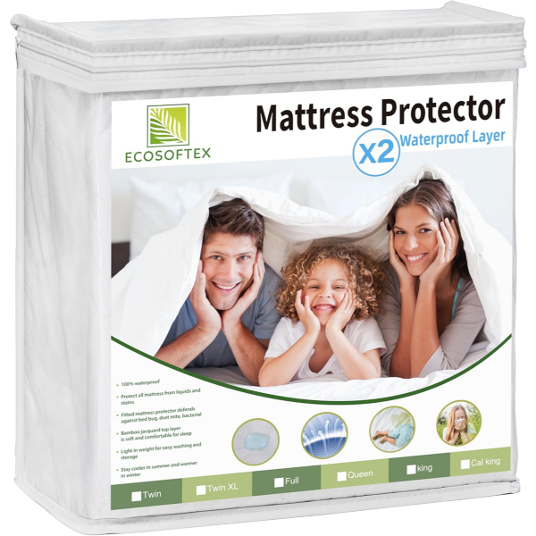 100% WATERPROOF MATTRESS PROTECTOR PREMIUM TWIN SIZE | VOLUMINOUS AND VERY SOFT FABRIC 