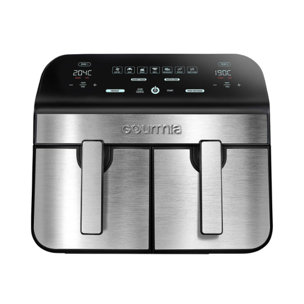 GOURMIA 9.4 L (10 QT.) DUAL BASKET DIGITAL AIR FRYER WITH SMART FINISH (USED, MISSING PARTS)