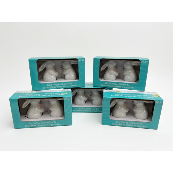 5 BOXES OF EASTER SALT AND PEPPER BUNNY SHAKER -N