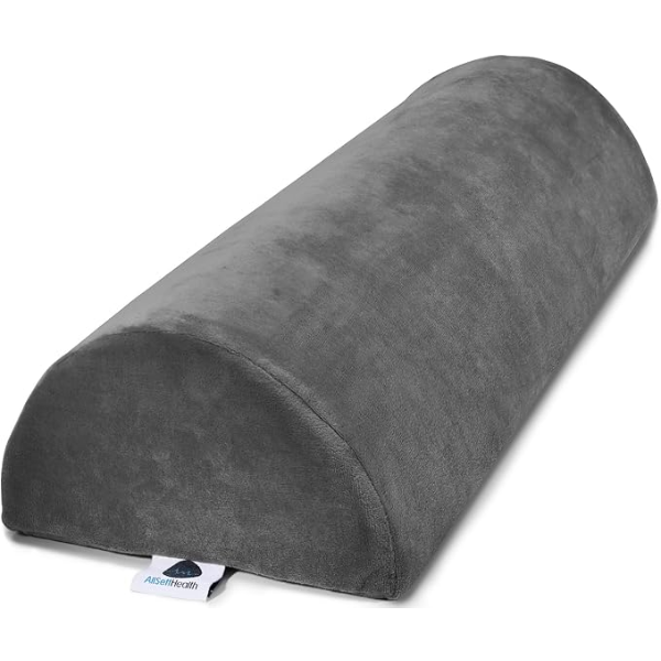 ALLSETT HEALTH LARGE HALF MOON BOLSTER PILLOW FOR LEGS, KNEES, LOWER BACK AND HEAD (GREY)