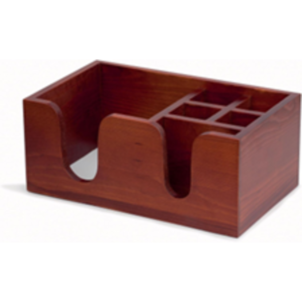 DESKTOP ORGANIZER, 26 X 16 X 11 CM WOODEN BOX CADDY WITH MAHOGANY FINISH