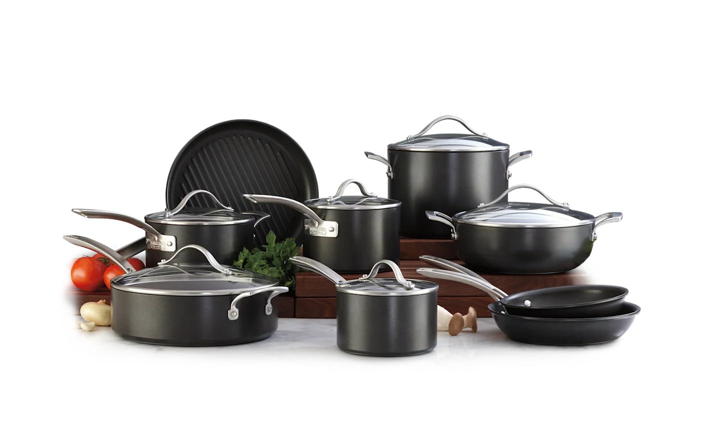 Used Cookware KIRKLAND SIGNATURE HARD ANODIZED COOKWARE SET, 15-PIECE (SLIGHTLY USED)