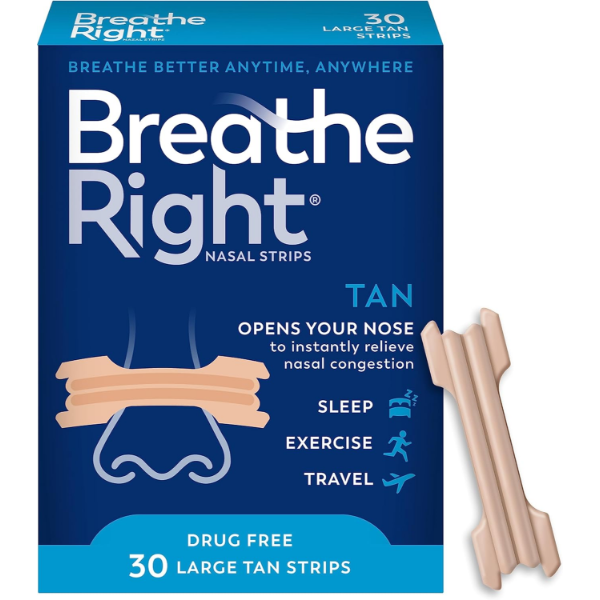 BREATHE RIGHT ORIGINAL NOSE STRIPS TO REDUCE SNORING AND RELIEVE NOSE CONGESTION
