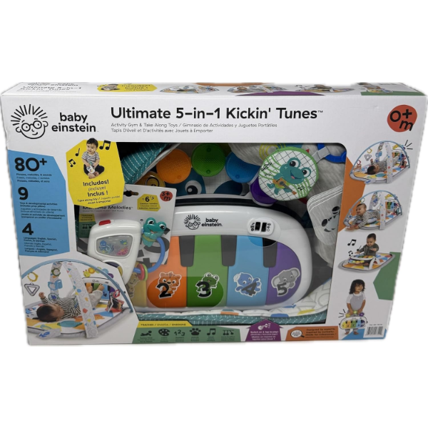 BABY EINSTEIN ULTIMATE 5-IN-1 KICKIN’ TUNES ACTIVITY GYM & TAKE ALONG TOYS (SLIGHTLY USED)