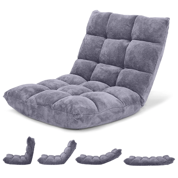  ADJUSTABLE FLOOR CHAIR FOLDING LAZY GAMING SOFA CHAIR CUSHIONED (USED, NO BOX)
