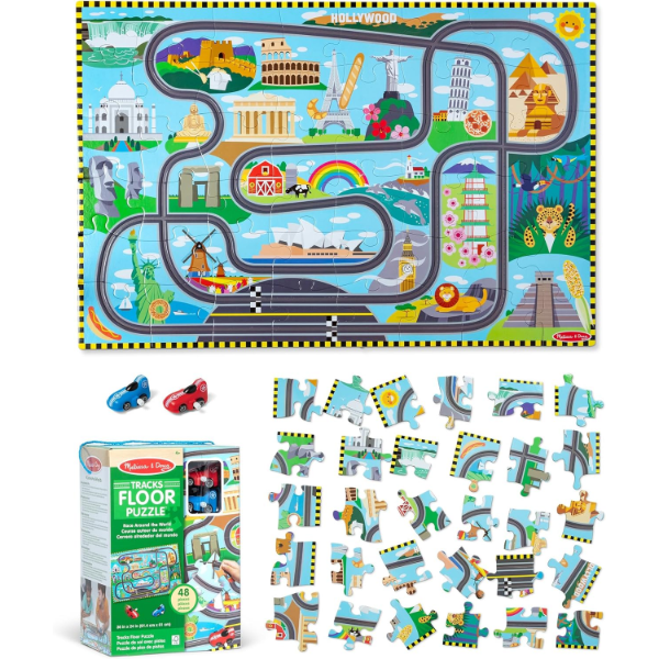 MELISSA & DOUG RACE FLOOR TRACKS PUZZLE -UMP