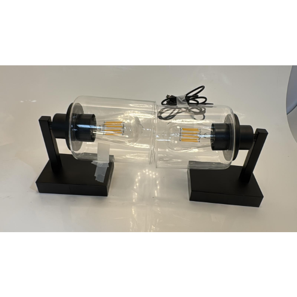 GLOBE 2 WALL SCONCE LIGHTS BATTERY RECHARGEABLE GLOBE WITH BLACK BASE (SLIGHTLY USED)