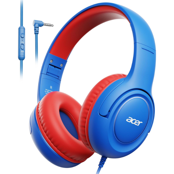 ACER KIDS HEADPHONES - 85/94DB VOLUME LIMITER, FOLDABLE WIRED OVER EAR HEADPHONES FOR TRAVEL -N