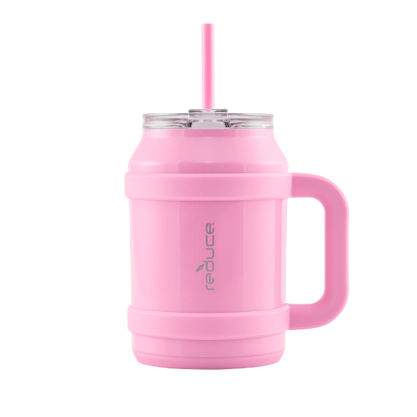 REDUCE VACUUM INSULATED STAINLESS STEEL COLD1 MUG WITH LID AND STRAW, PEONY, 50 FL OZ -U