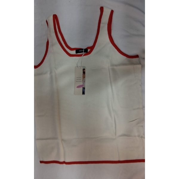 DOKOTOO RIB TANK WHITE & RED 2XL (NEW)