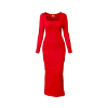 Image 1 : OQQ WOMEN'S LONG SLEEVE MAXI DRESS SQUARE NECK RIBBED BODYCON LOUNGE SOFT DRESSES