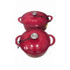 Image 1 : DUTCH OVEN ENAMELED CAST IRON POT - COCOTTE WITH DUAL HANDLE AND COVER CASSEROLE DISH - (2 PCS)