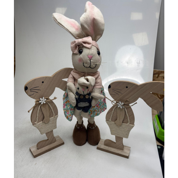 BOLTZE KASI DECORATIVE RABBIT FIGURINE / STANDING GIRL RABBIT WITH FLORAL DRESS -N