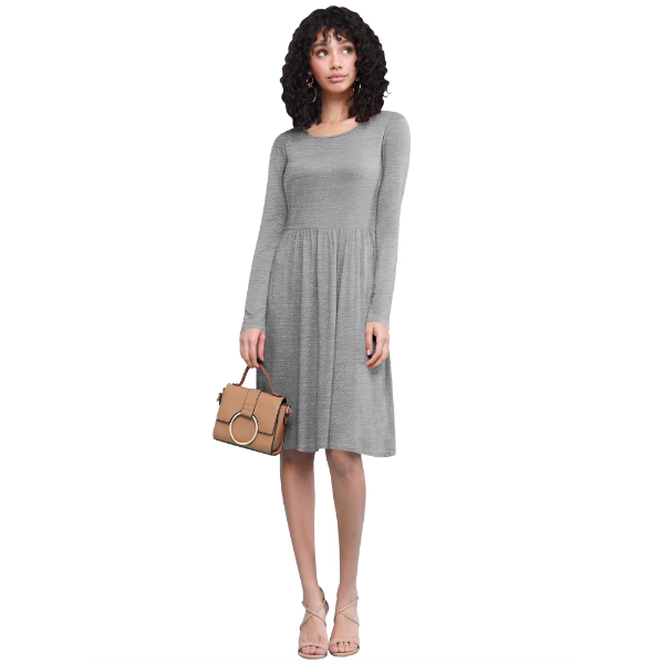 JOHNNY WOMEN'S COMFY CASUAL LONG SLEEVE FLOWY DRESSES LOOSE PLAIN DRESS XL HEATHER GREY -N