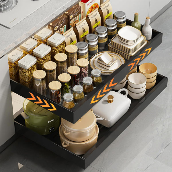 PULL OUT CABINET ORGANIZER, EXPANDABLE (12"-20.5" W) FIXED (16.9" DEEP)