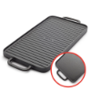 Image 1 : BOBBY FLAY DOUBLE BURNER CAST IRON REVERSIBLE GRIDDLE WITH DUAL HANDLES -U