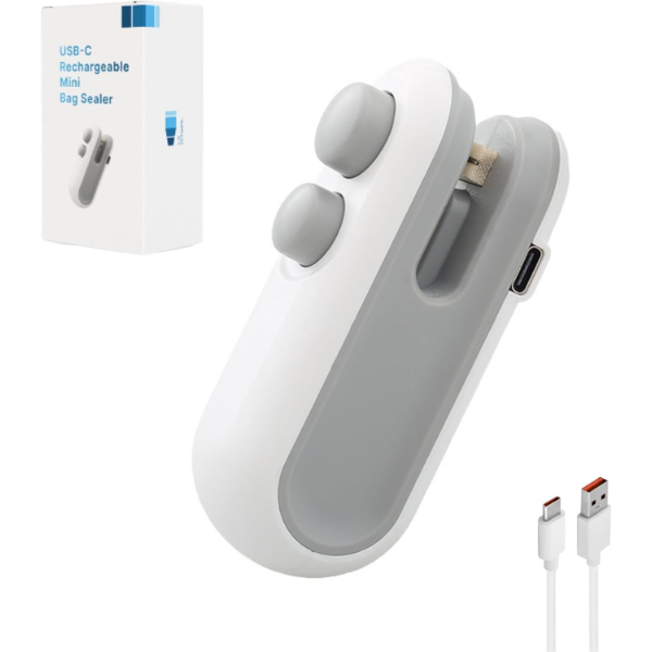  LX INTMFR. MINI BAG SEALER, USB-C RECHARGEABLE, 2 IN 1 HEAT SEALER WITH CUTTER AND MAGNET -N