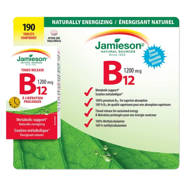 JAMIESON VITAMIN B12 TIMED RELEASE 1200MCG -N, E: 2027