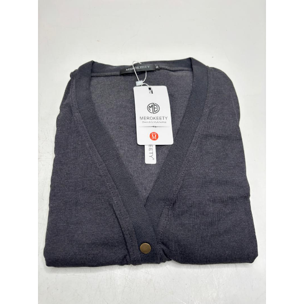 MEROKEETY CARDIGANS CHARCOAL M -N