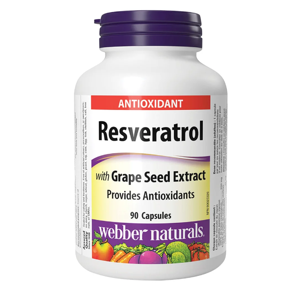 WEBBER NATURALS RESVERATROL WITH GRAPE SEED EXTRACT 90 CAPSULES -N, E: 2029