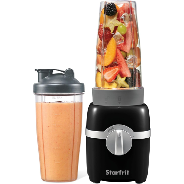 STARFRIT PERSONAL BLENDER - TWO 828ML CUPS - TWO BLADES - HIGH, LOW & PULSE MODES - 300W - BLACK 