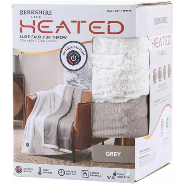 BERKSHIRE LIFE HEATED THROW, GREY