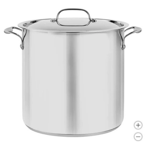 BERGNER STAINLESS STEEL STOCK POT WITH LID, 16 L (16.9 QT.)