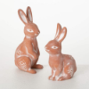 Image 2 : SULLIVANS BROWN BUNNY CERAMIC FIGURINE / STANDING GIRL RABBIT WITH FLORAL DRESS  -N