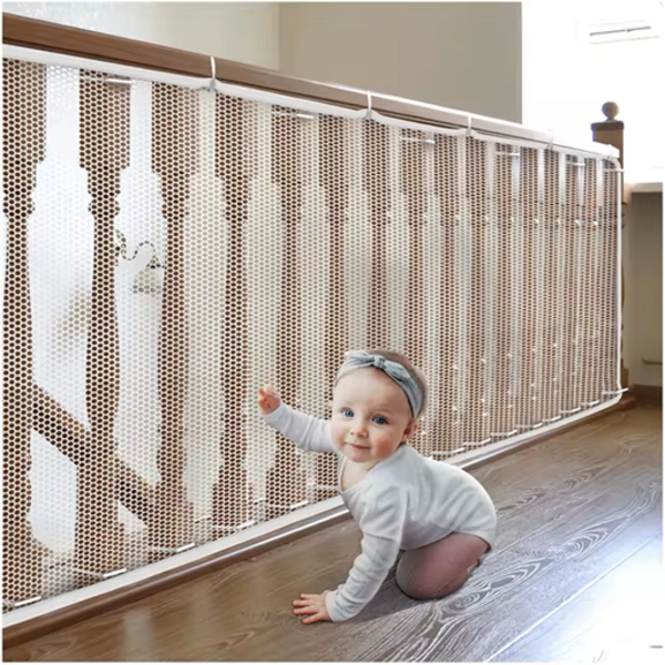BANISTER GUARD 10 FT L X 3 FT H, DECK SAFETY NET FOR BABY PROOFING, BALCONY MESH NETTING