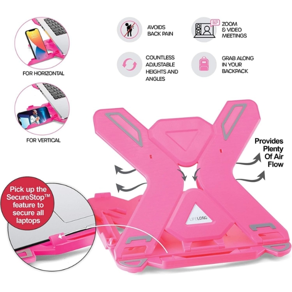 ADJUSTABLE LAPTOP STAND. LAPTOP RISER FOR MACBOOK PRO AND AIR