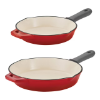 Image 1 : TRAMONTINA ENAMELED CAST IRON SKILLETS, 2 PIECE, RED COLOR, 10 & 12 INCHES -U