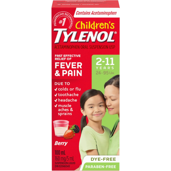 TYLENOL CHILDREN’S MEDICINE, FEVER & PAIN, TEETHING, IMMUNIZATIONS, HEADACHE, MINOR MUSCLE SPRAINS