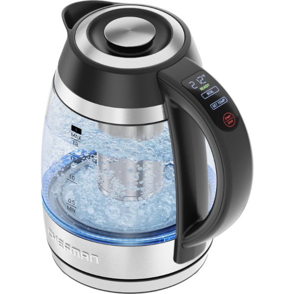 CHEFMAN LIGHTNING 1.8L CUSTOM-TEMP ELECTRIC KETTLE, 1750W WITH TEA INFUSER