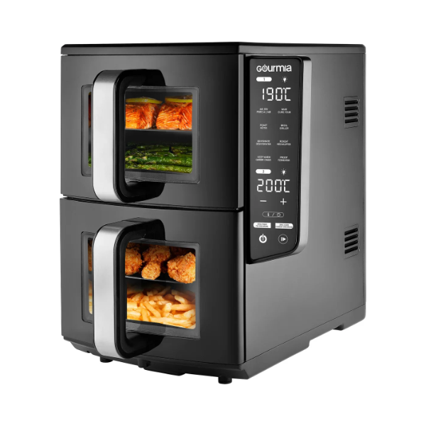 GOURMIA 4 DISH DUAL BASKET AIR FRYER WITH SYNC FINISH & SYNC COOK (11 QT.) (USED, MISSING PARTS)