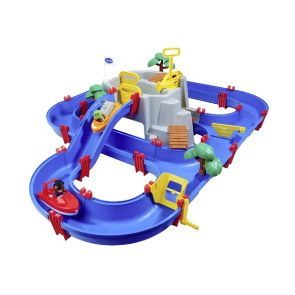 AQUAPLAY MOUNTAIN LAKE WATER PLAY SET – 70 PIECE INTERACTIVE CANAL -U
