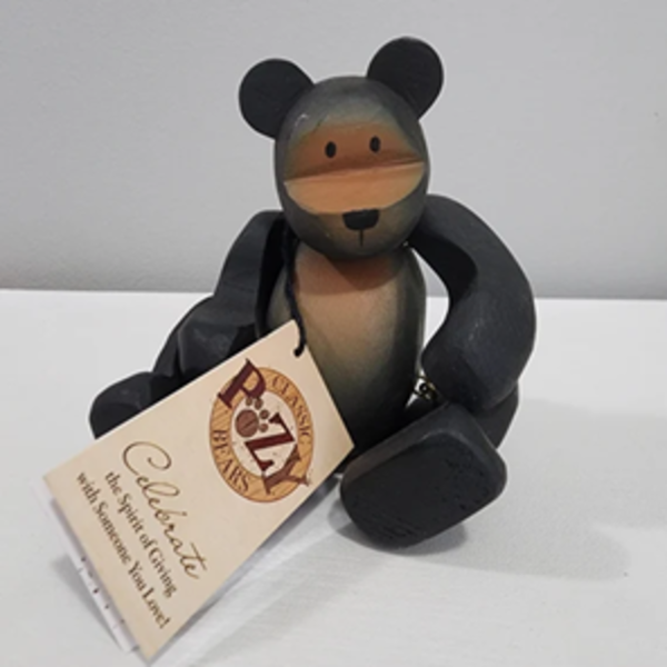 GIFTCRAFT CLASSIC POZY BEAR BLACK BEAR JOINTED WOODEN BEAR 4.25” 