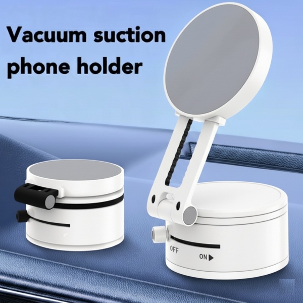360° ROTATION VACUUM SUCTION CUP MOUNT MAGNETIC CAR PHONE HOLDER (WHITE)