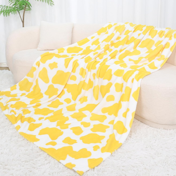 QUEEN SIZE FLEECE BLANKET FOR BED LEMON BRIGHT PALE YELLOW THROW BLANKET 90"X90"