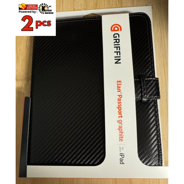 2 PCS GRIFFIN ELAN PASSPORT GRAPHITE FOLIO SLIM FLIP BOOK CASE FOR BARNES NOBLE NOOK(BLACK)