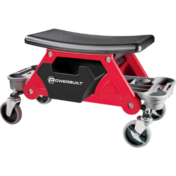 POWERBUILT HEAVY DUTY ROLLER MECHANICS SEAT AND BRAKE STOOL WITH 4-IN.