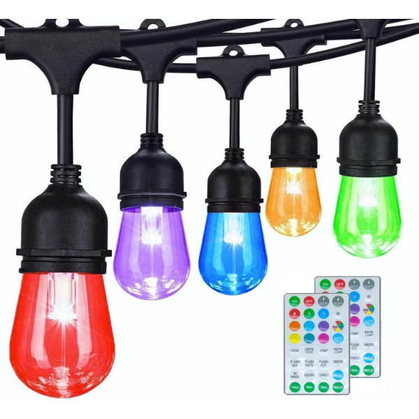 COMMERCIAL GRADE 96FT LED OUTDOOR STRING LIGHTS WITH REMOTE CONTROL -N
