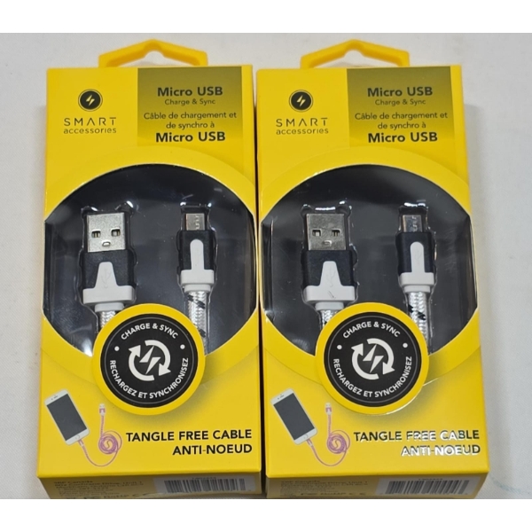  SMART ACCESSORIES MICRO USB CHARGE & SYNC CABLE 2 PCS (NEW)