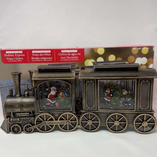 HOLIDAY EXPRESS TRAIN WATER GLOBE MOTION GLITTER - 2 PIECE (SLIGHTLY USED)