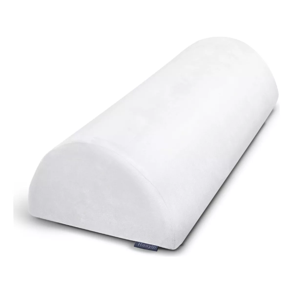 ALLSETT HEALTH LARGE HALF MOON BOLSTER PILLOW FOR LEGS, KNEES, LOWER BACK AND HEAD (WHITE)