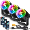 Image 1 : APEOCOSE 3-PACK DISCO BALL PARTY LIGHTS SOUND ACTIVATED WITH REMOTE CONTROL -N