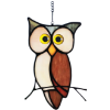 Image 1 : WEDCPCIN STAINED GLASS OWL WINDOW HANGING SUN CATCHER HALLOWEEN DECORATION