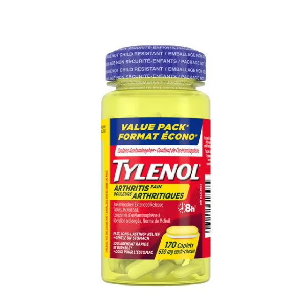 Tylenol Arthritis Pain Relief Acetaminophen 650mg Caplets, 170 Count (E: 8/2027)